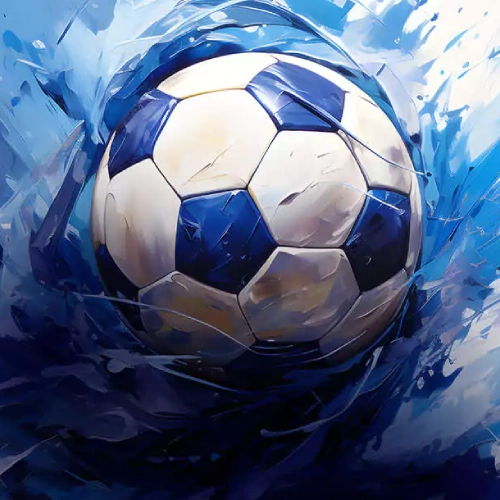 Ballon de football sur un fond bleu peint au pinceau — Angleterre. Premier League 2026