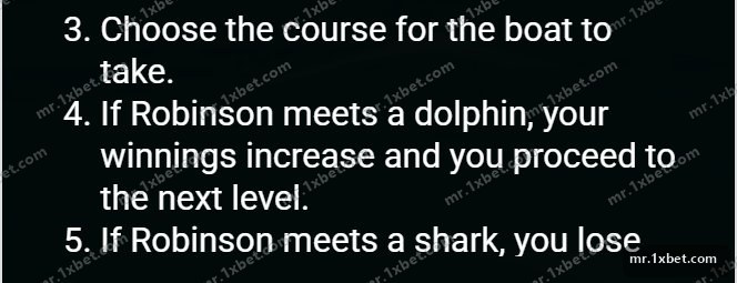 Island - rules window, choosing the course and the dolphin or shark