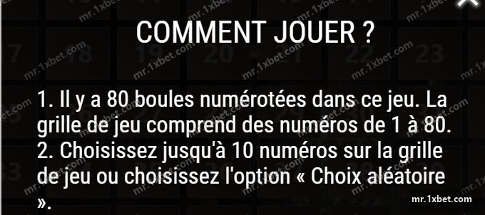 X-Keno - la fenêtre Comment jouer