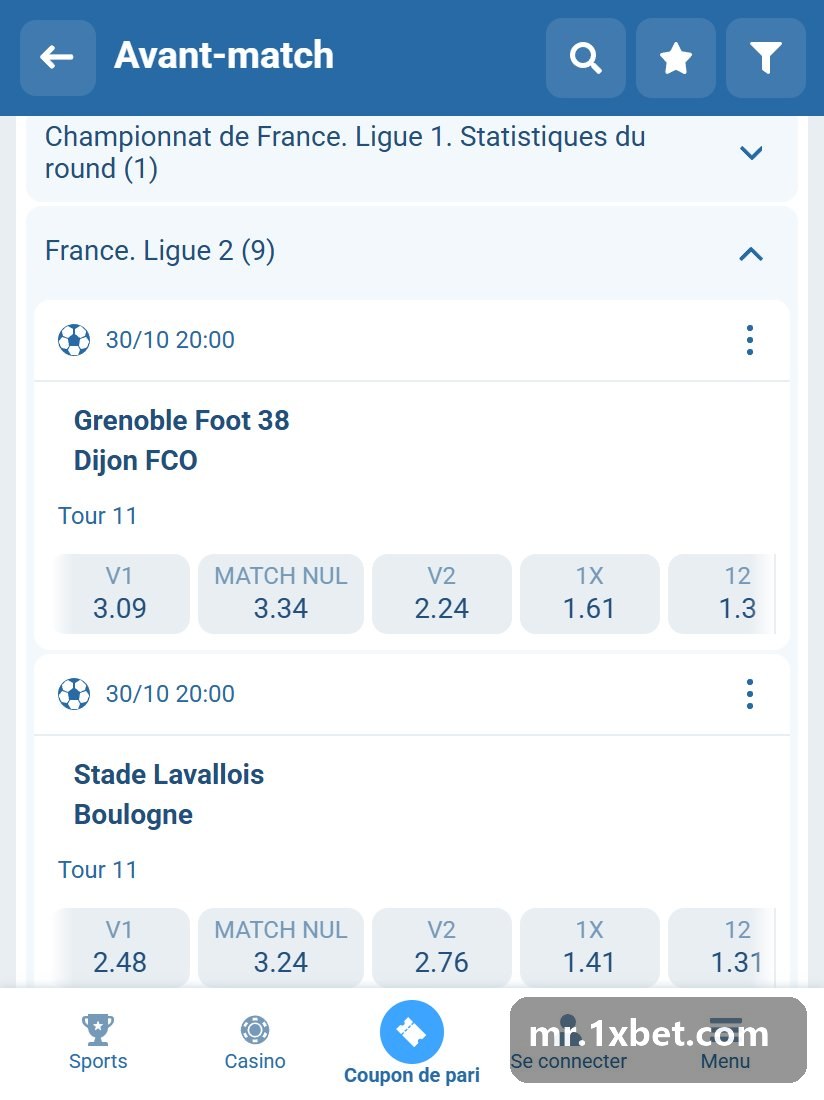 France. Ligue 2 : journée dans la liste d'avant-match