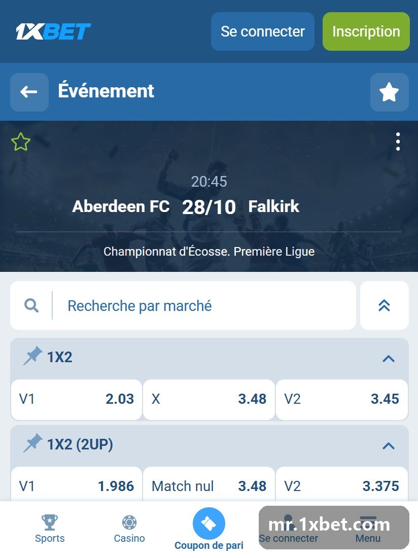 Scotland. Premier League: a match page with W1, X and W2