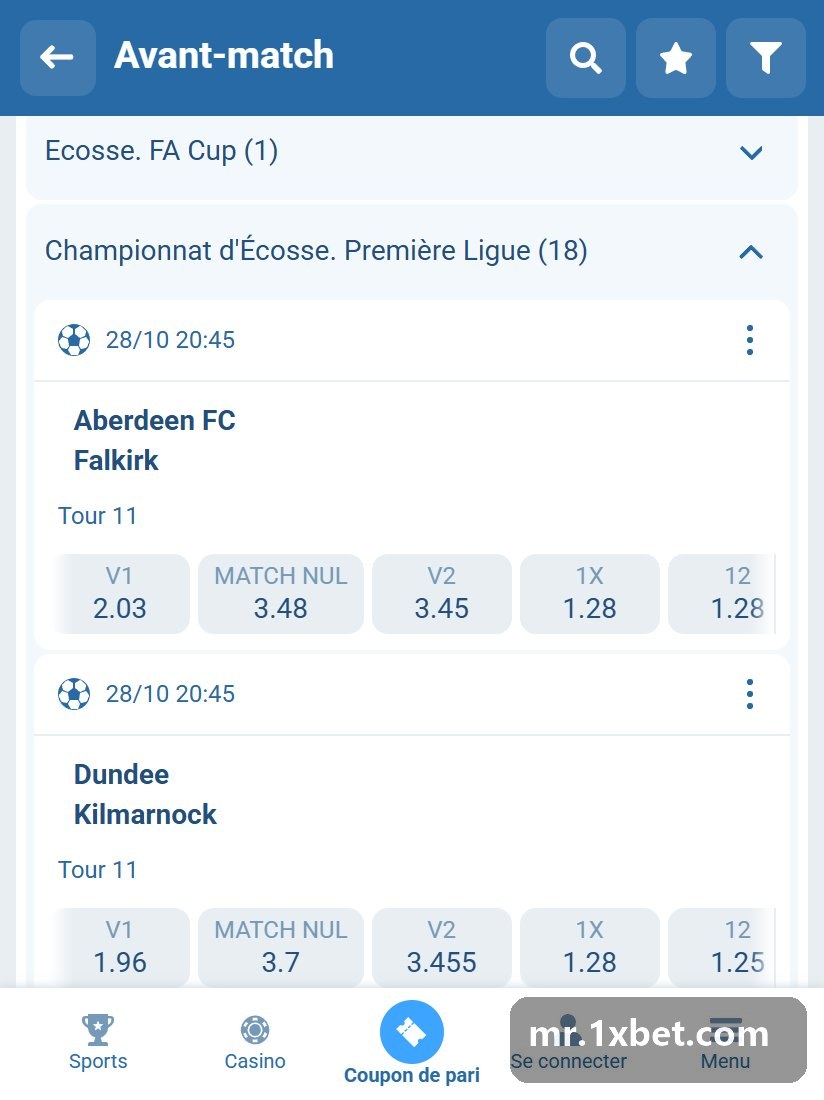 Scotland. Premier League: list of pre-match games