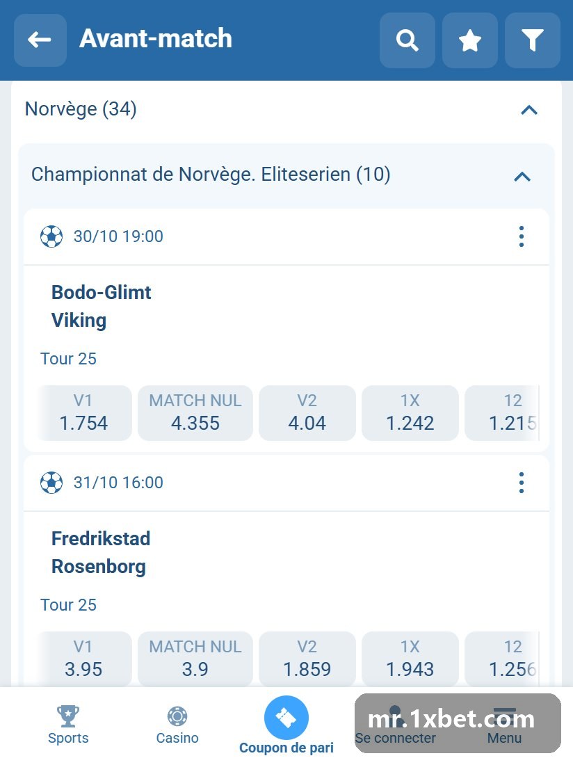 Championnat de Norvège. Eliteserien : liste des matchs d'avant-match