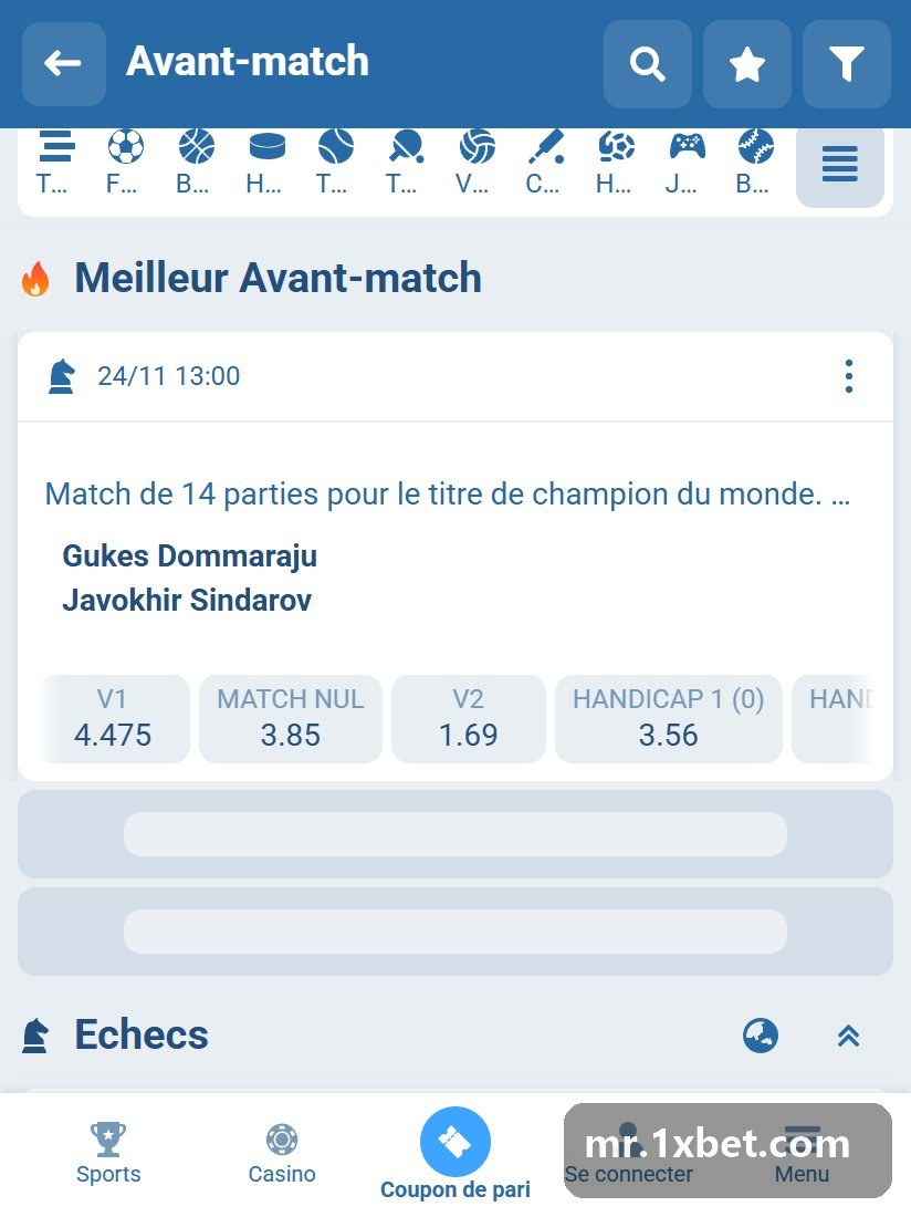 Clutch Chess Champions Showdown. 2026. St. Louis. Rapid Chess. 2-Games. Round 9. 1st Game : carte d'une rencontre d'échecs avec V1, MATCH NUL, V2 et HANDICAP 1 (0)