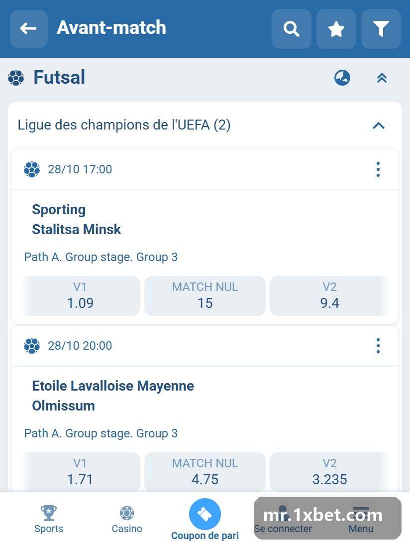 UEFA Champions League futsal: main round matches in the pre-match line